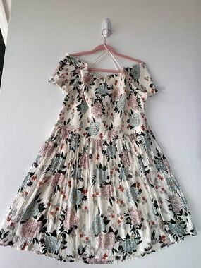 NWT Go Coco Floral Smocked Off-The-Shoulder Boho Dress Plus Size 3XL